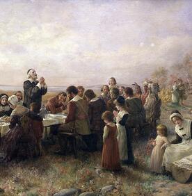 "The First Thanksgiving at Plymouth" (1914) By Jennie A. Brownscombe